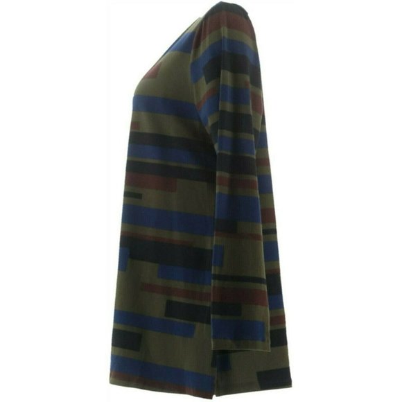 NWT DENIM & CO. STRIPED JERSEY TUNIC XXS OLIVE - Picture 4 of 8